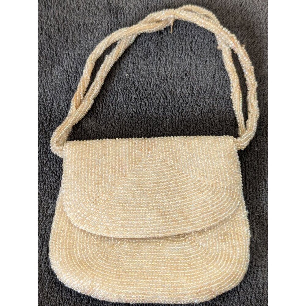 Vintage Midcentury Richere Bag by Walborg Japan‎ Mini Cream Beaded Handbag - Picture 2 of 11